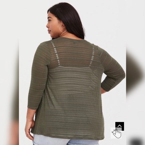 Torrid Olive Green Shadow Stripe Drape Cardigan. Size 1. - Picture 8 of 10
